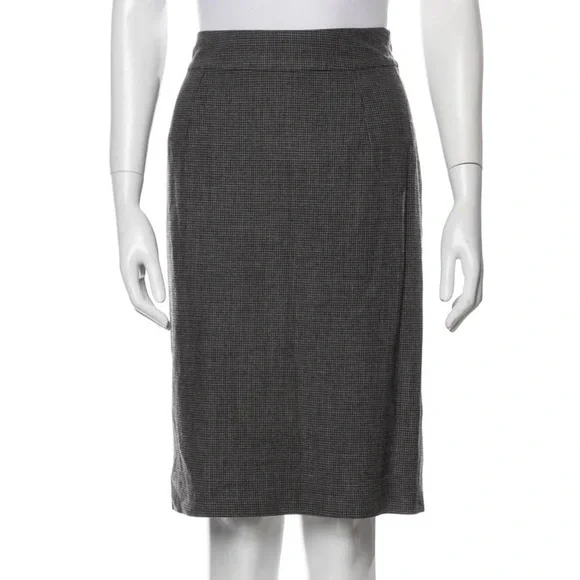 Red Valentino Houndstooth plaid pencil Skirt wool blend knee length high waisted
